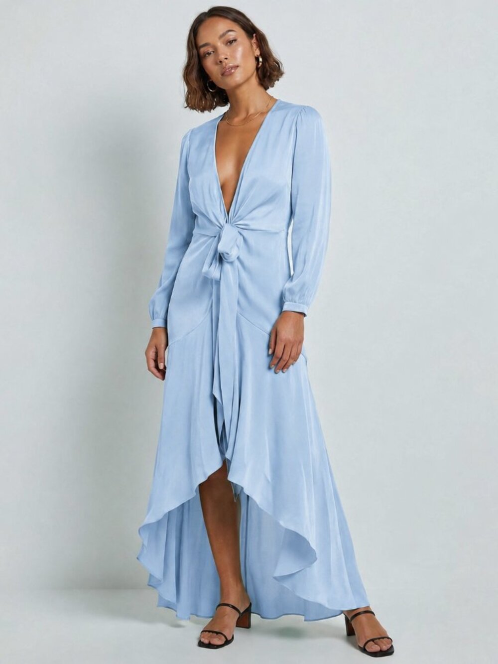 Nouvelle SILK95FIVE Ananda Silk Wrap Maxi Dress Blue Size S NWT